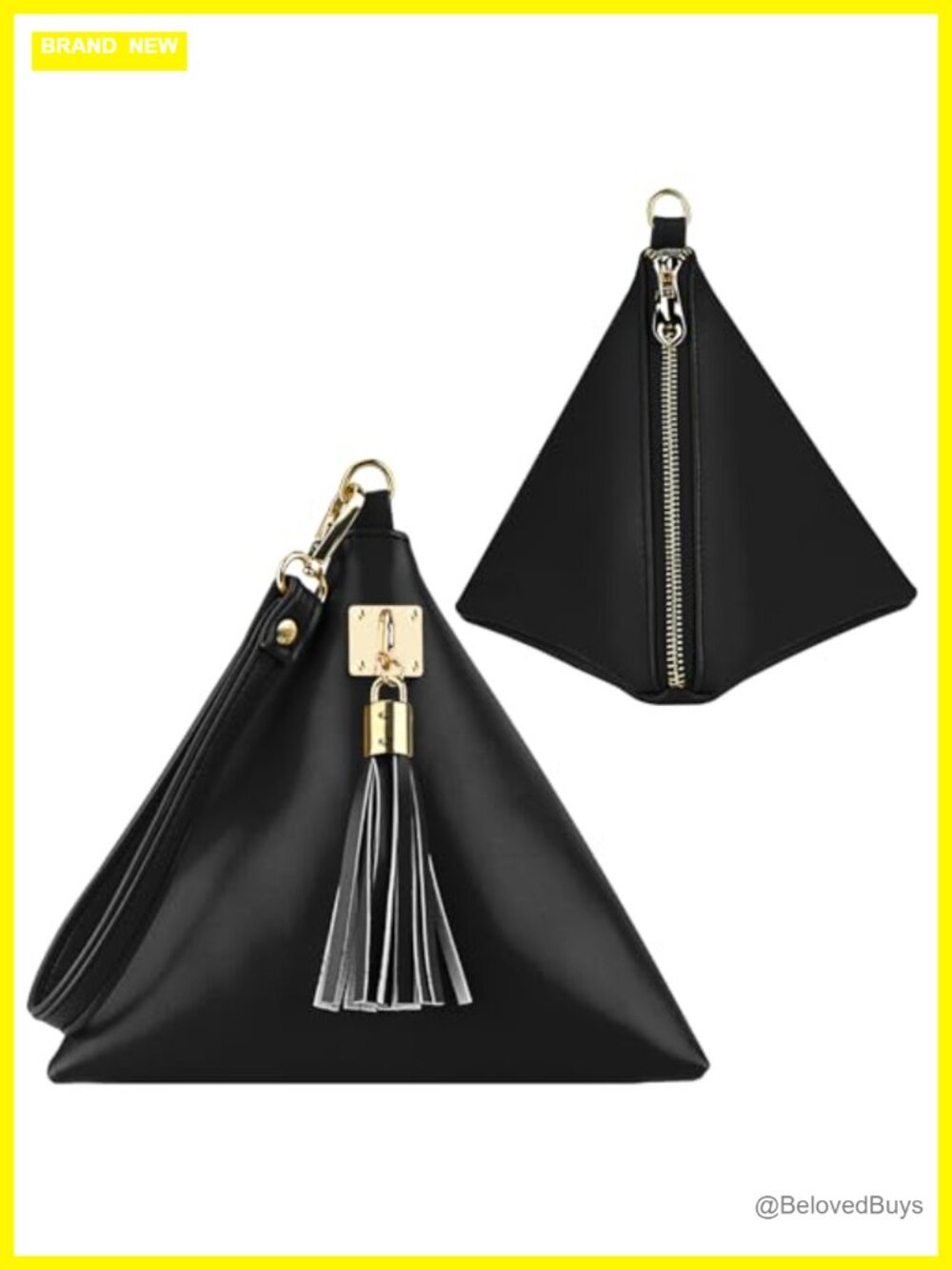 Women Leather Clutch Wallet Triangle Wristlet Purse Fits Cell Phone with Wrist